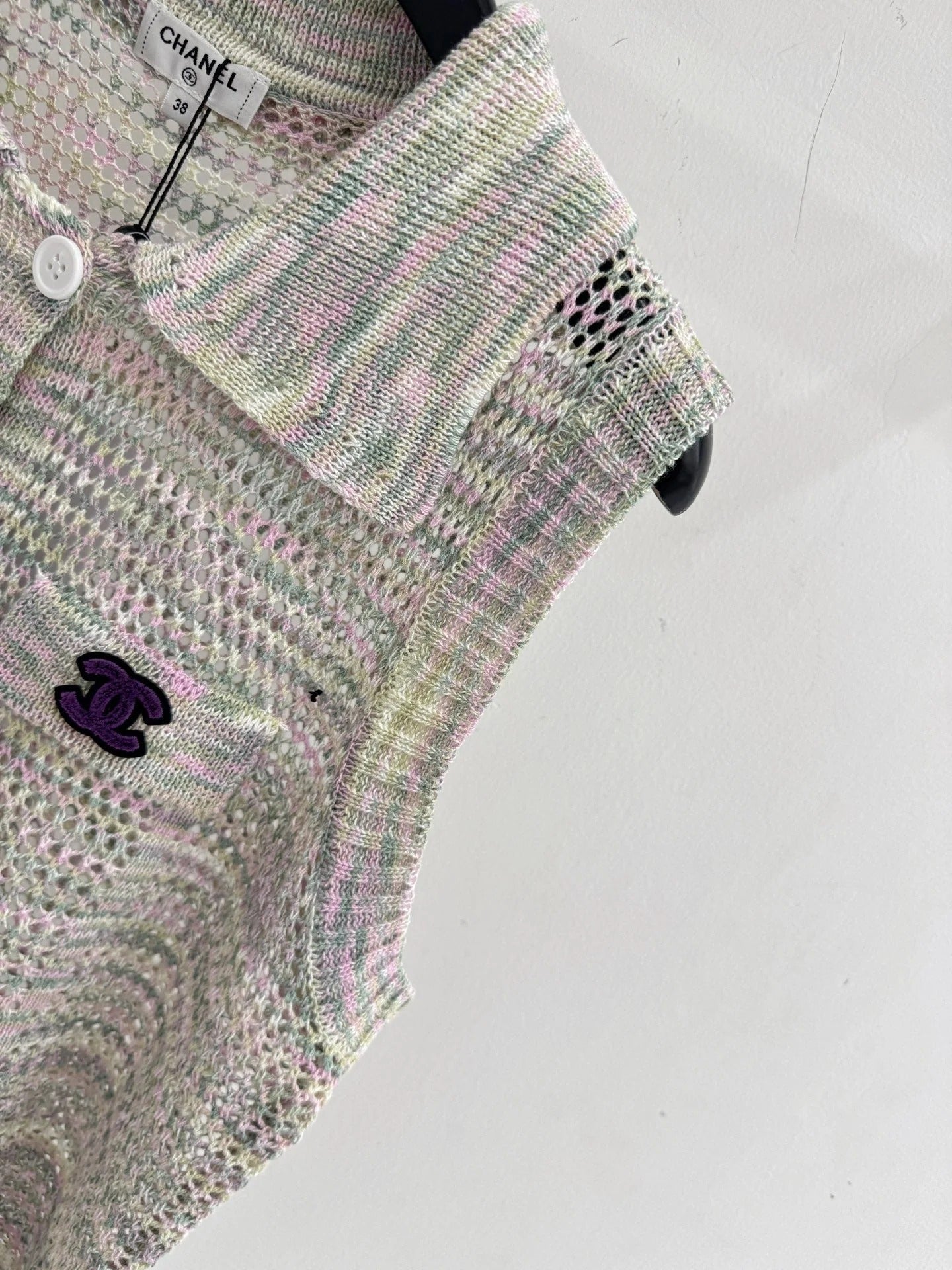 Chanel 2026 Openwork Knit Vest Grey Cotton 294454
