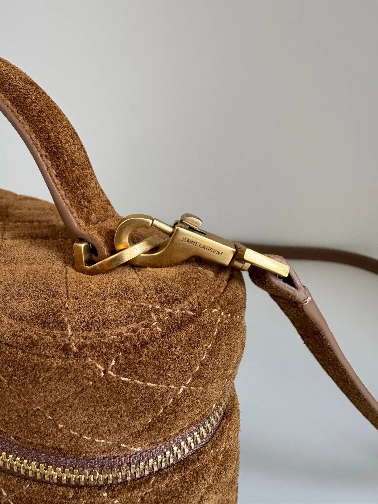 YSL 2026 Saint Laurent Gaby Vanity Bag 18cm Brown Suede