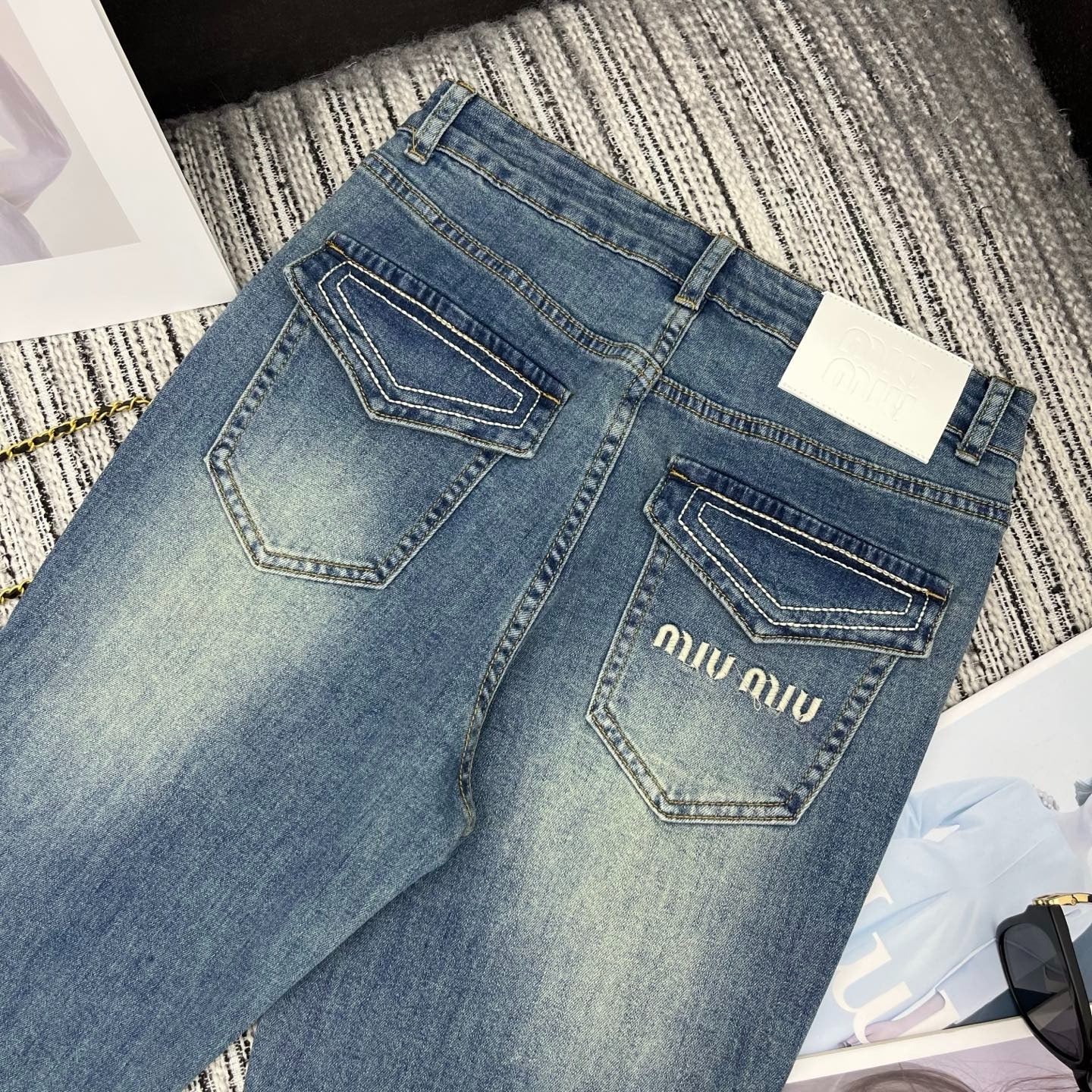 Miumiu 2026 Flared Jeans Blue Cotton 178941
