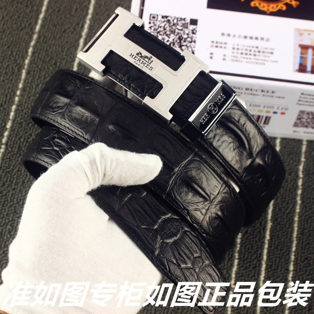 HM Original Belt 38mm Black Epsom Sliver Buckle 620267