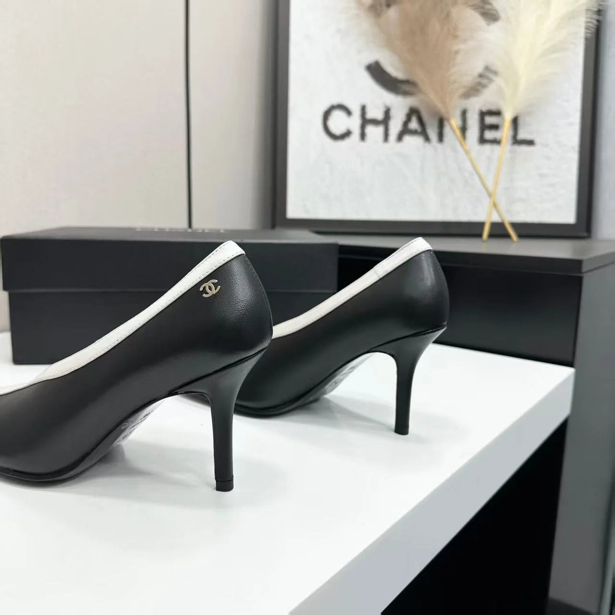 Chanel 2026 Pump 95mm Black White Lambskin