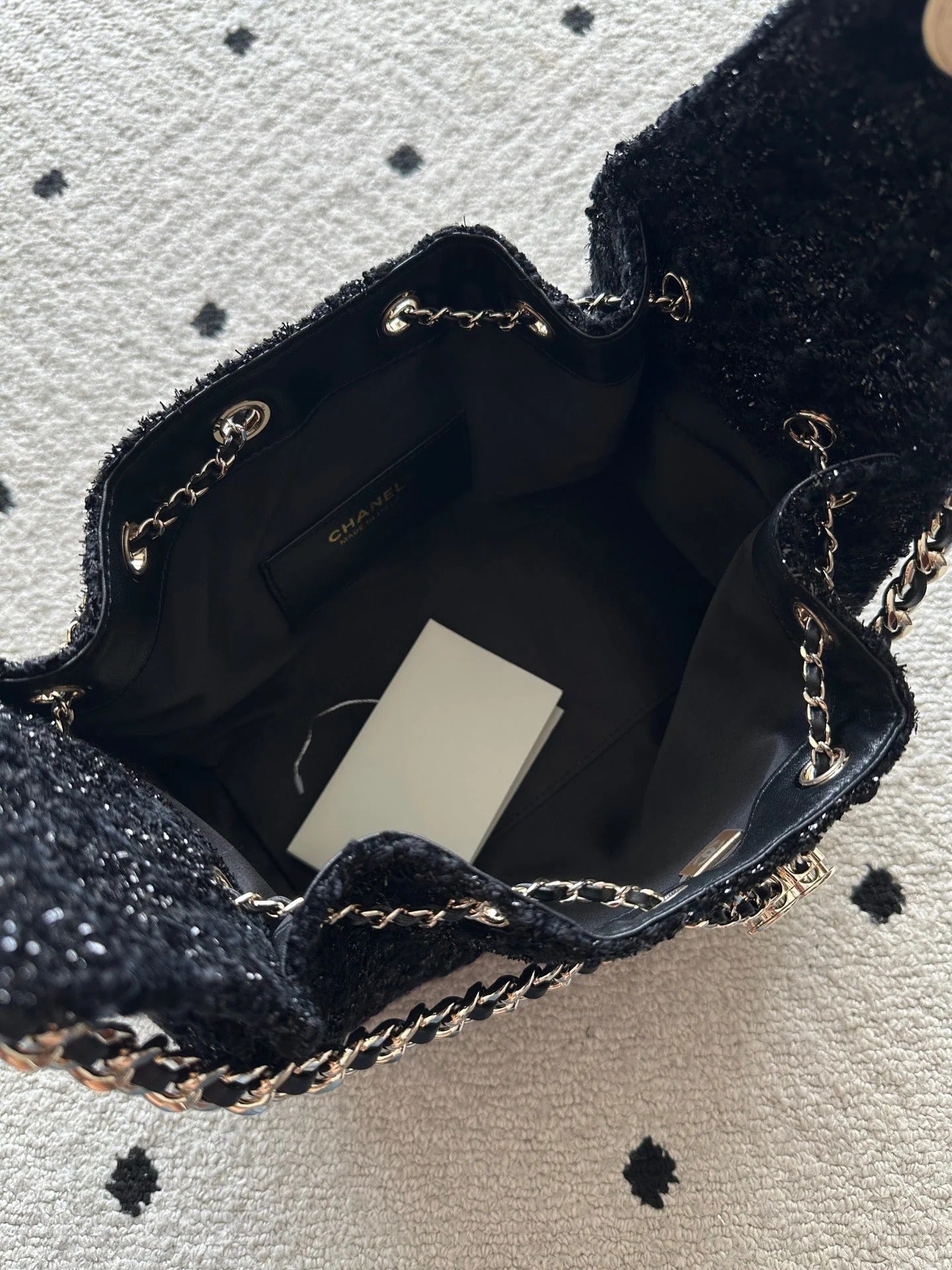 Chanel 2026 Hobo Bag Black Cotton And Wool Tweed
