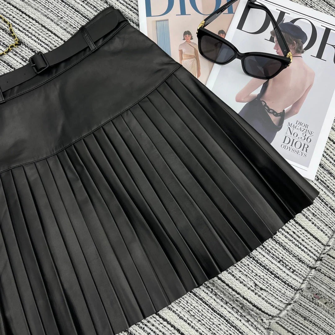 DIOR 25S SHEEPSKIN PLEATED MINI SKIRT 844