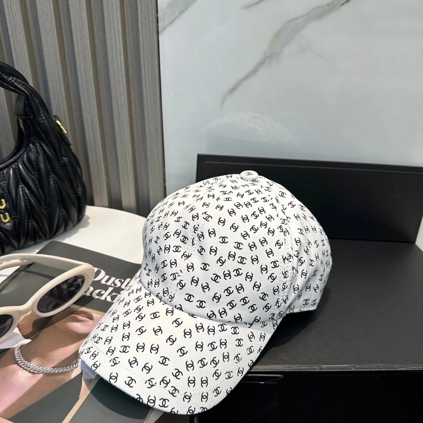 Chanel Baseball Cap With CC Logo Pattern Cotton 237376