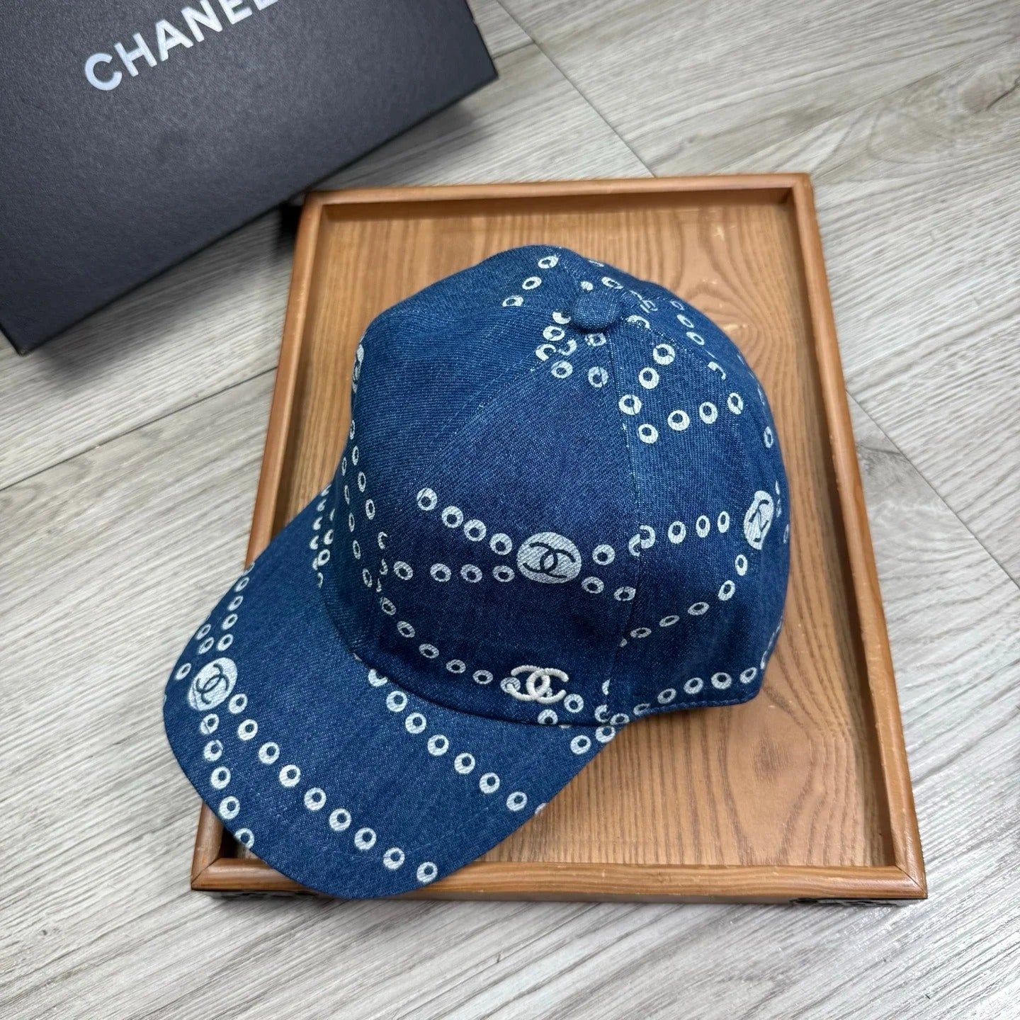 Chanel Chain Pattern Baseball Denim Cap 240591