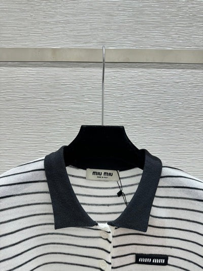 Miumiu 2026 Striped Sleeveless Knit Vest Cotton 341375