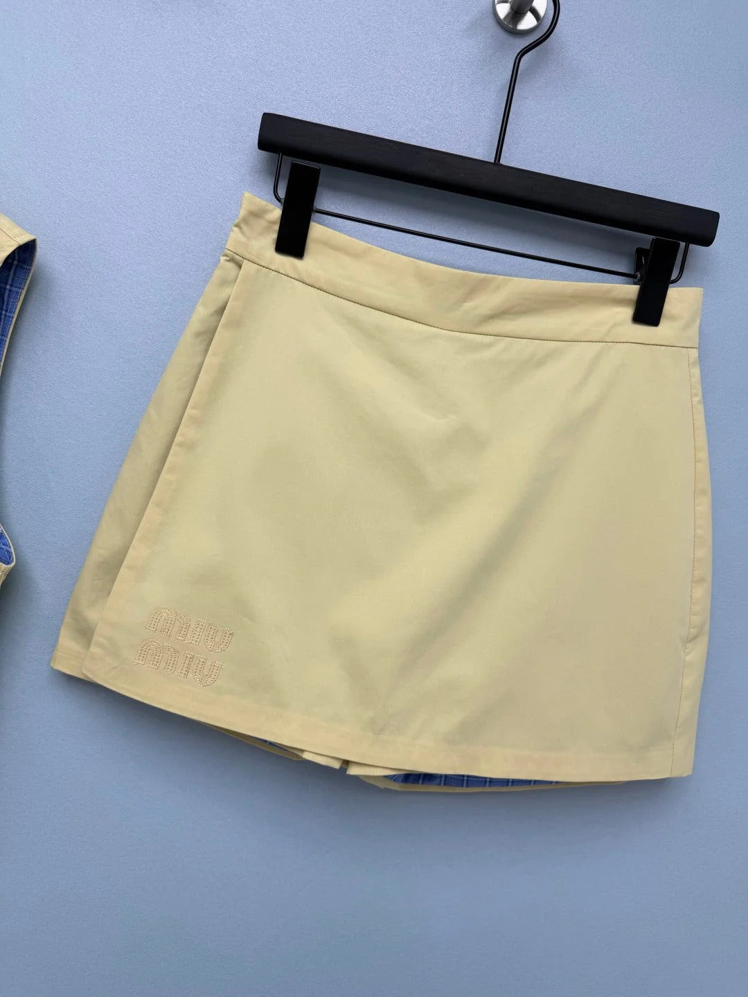 Miumiu 2026 Vest and Skirt Set Pale Yellow Polyester