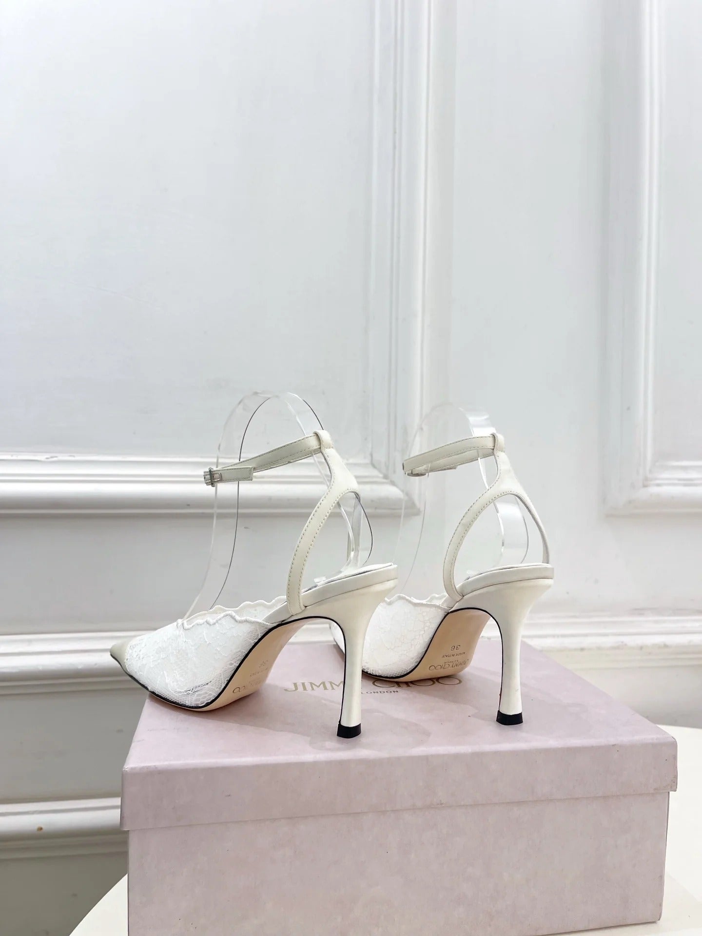 Jimmy Choo 2026 Faiz 90mm Pump White Lace Leather