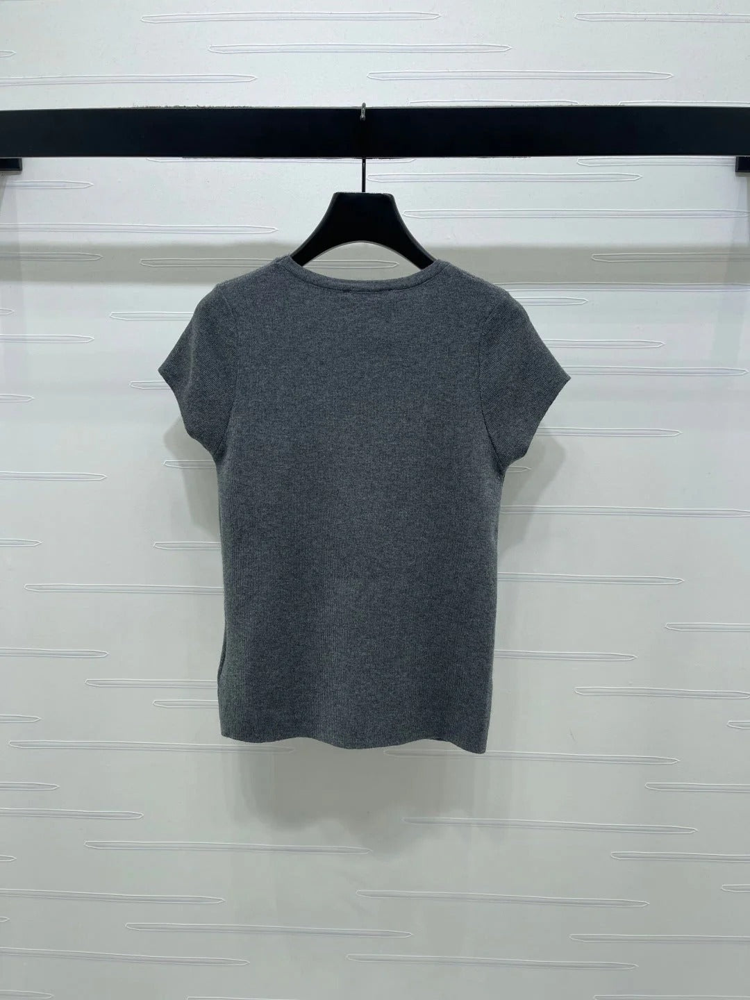 Miumiu 2026 Faux Two-piece Round Neck Knit Short-sleeved Top Wool 344359