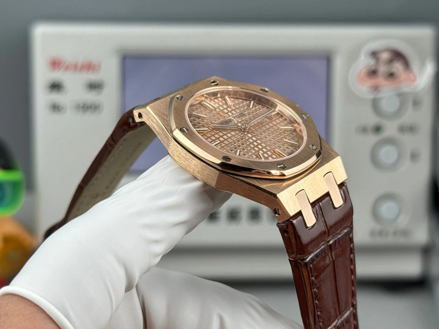 Audemars Piguet Royal 33mm Pink Gold Dial Brown Crocodile Leather