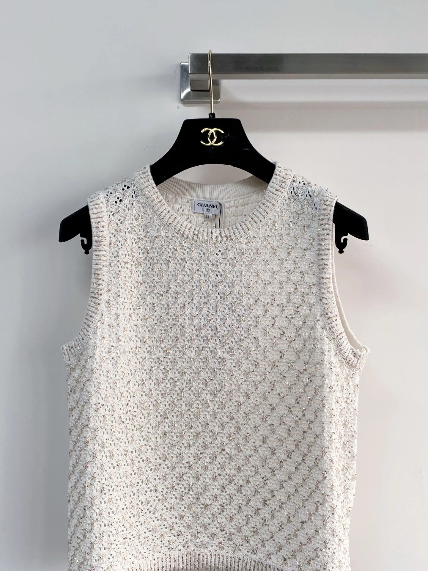 Chanel 2026 Knit Tank Top Off-white Wool 166807