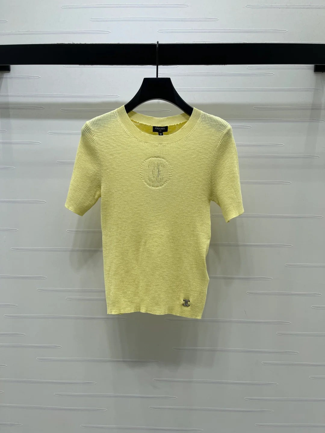 Chanel 2026 Crew Neck Double C Knit Short-Sleeve T-Shirt Cashmere 363394