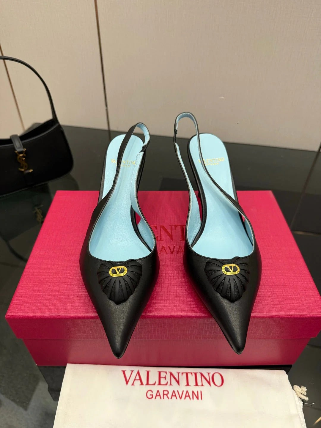 VT 26s Heart-Shaped Slingback 80 Blue Sheepskin
