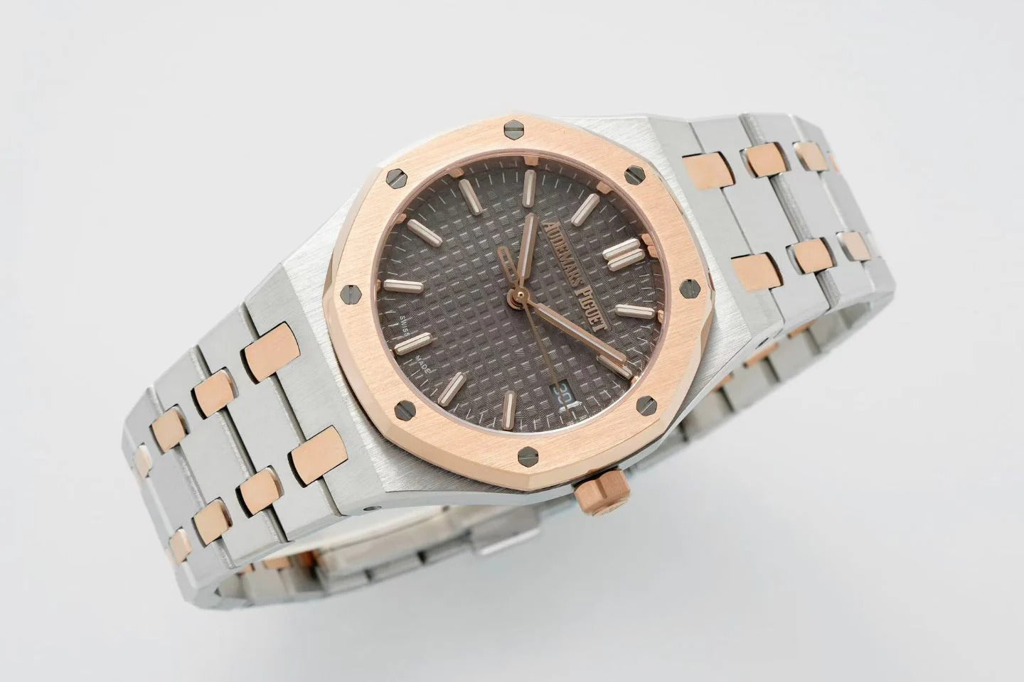 Audemars Piguet Royal Oak 34mm Sliver Case Brown Dial Pink Gold Steel