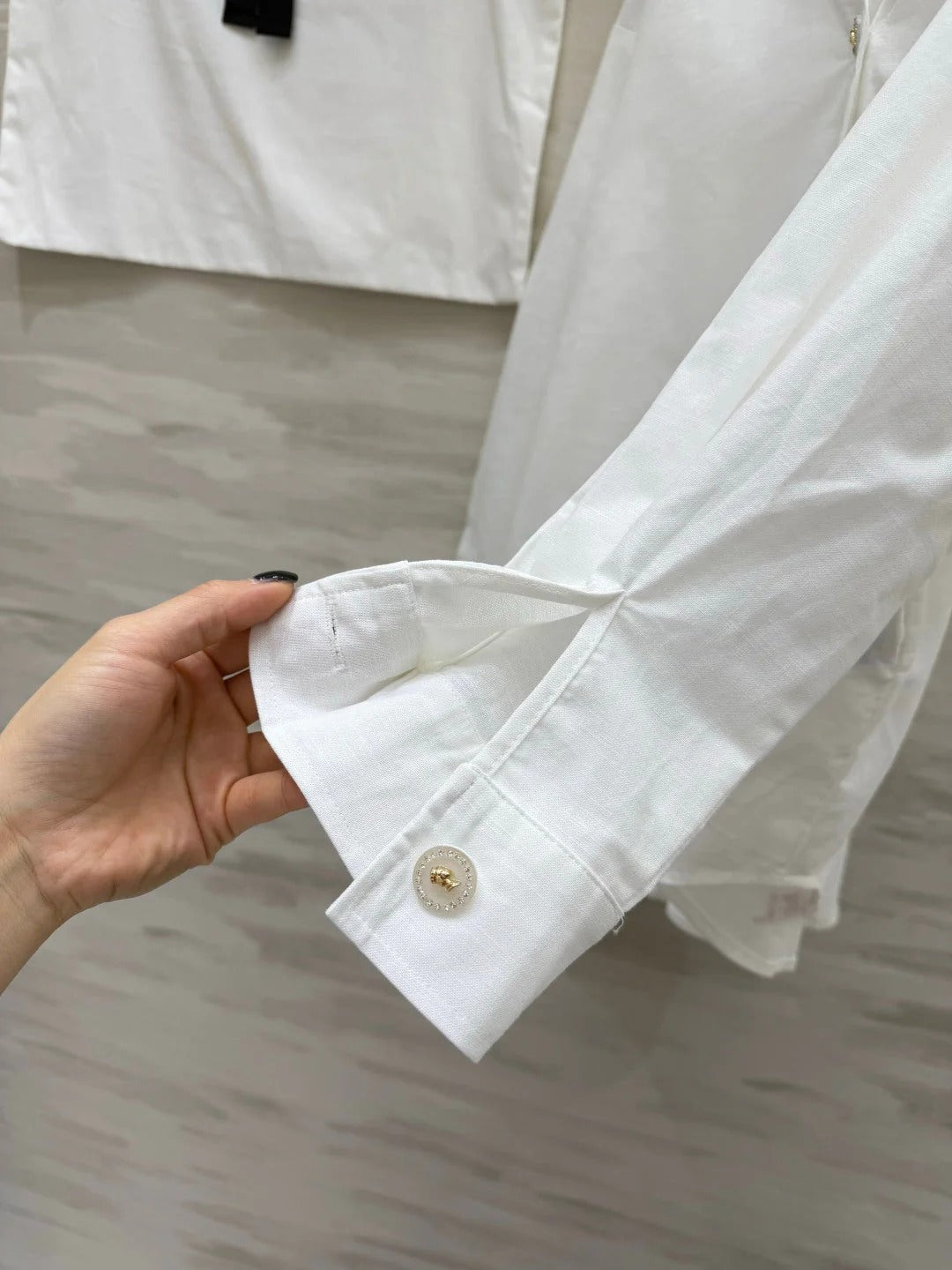 Chanel 2026 V-neck Embroidered Shirt White Cotton 264702