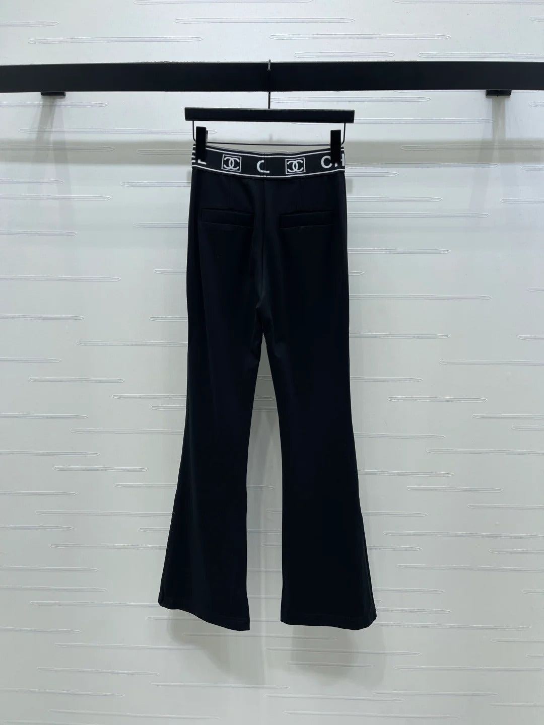 Chanel 2026 Webbing Letter Flared Pant Black White Cotton Polyamide 363365