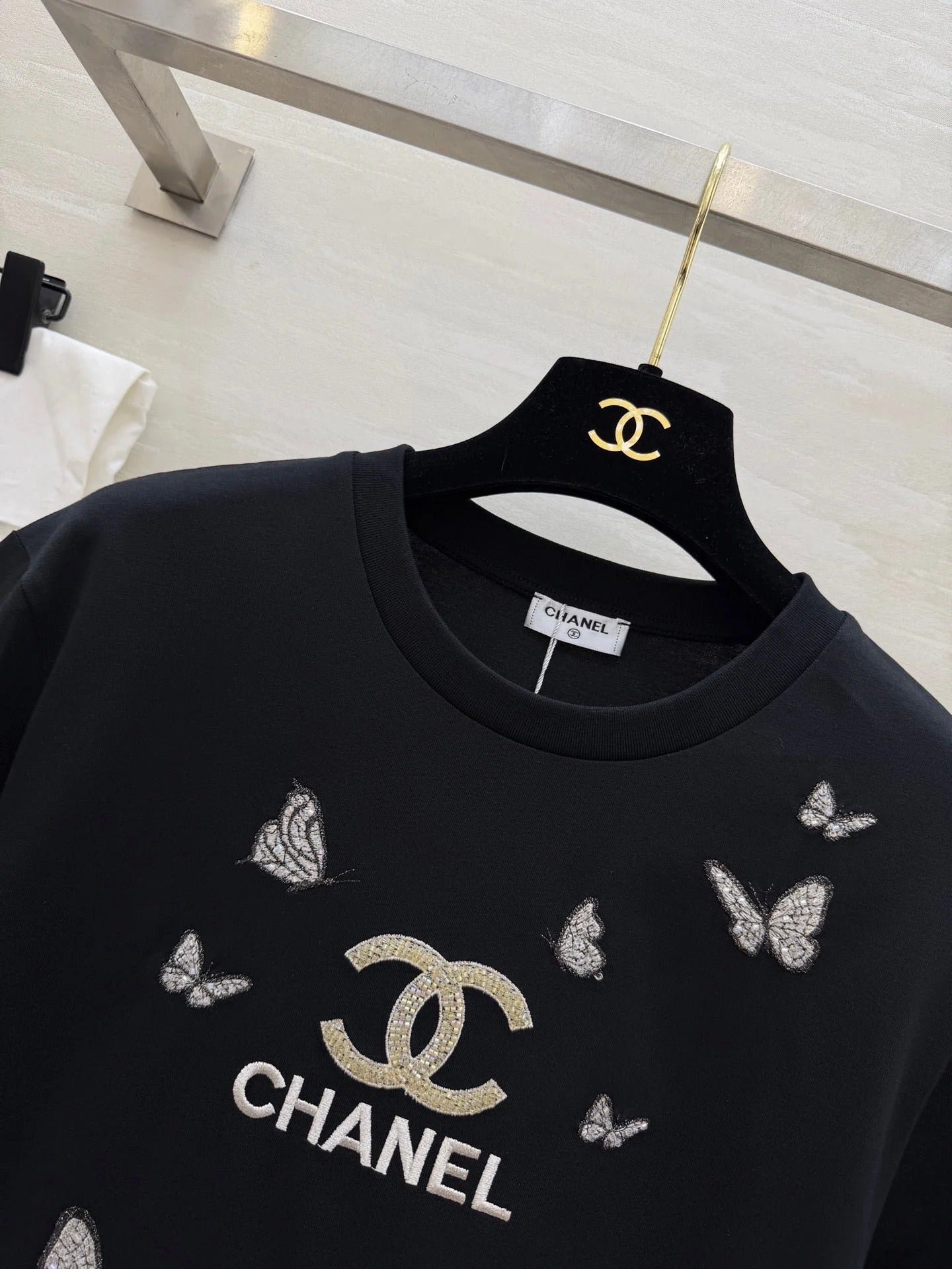 Chanel 2026 Butterfly Embroidered Beaded T-Shirt 367587