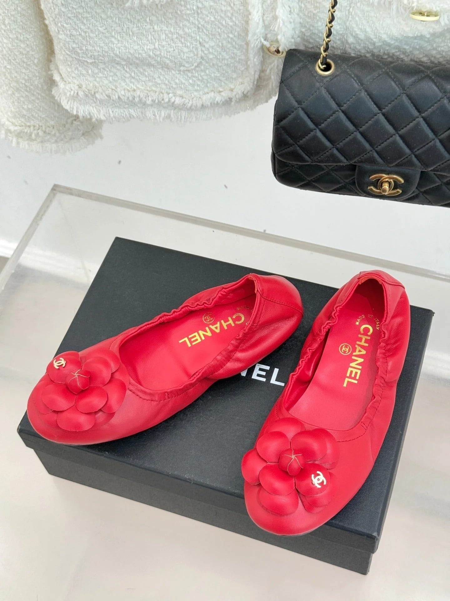 CC 2026 Double C Camellia Ballet Flat Sheepskin