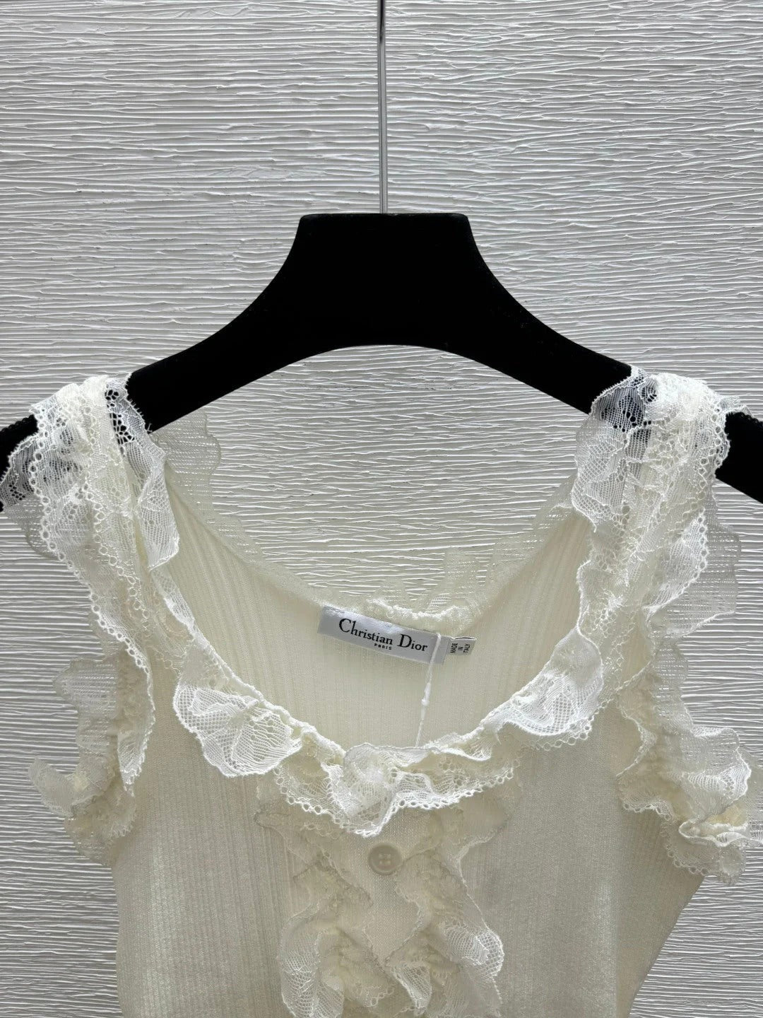 Dior 2026 Ruffled Lace Knitted Vest Cotton Wool 377974