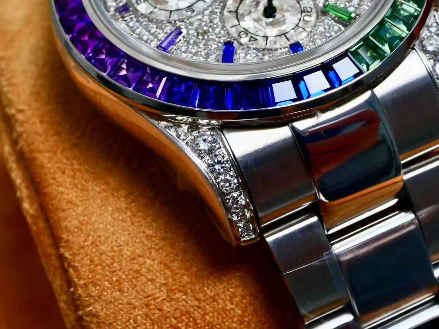 Rolex Daytona 40mm Stainless Steel Rainbow Case Diamond Dial