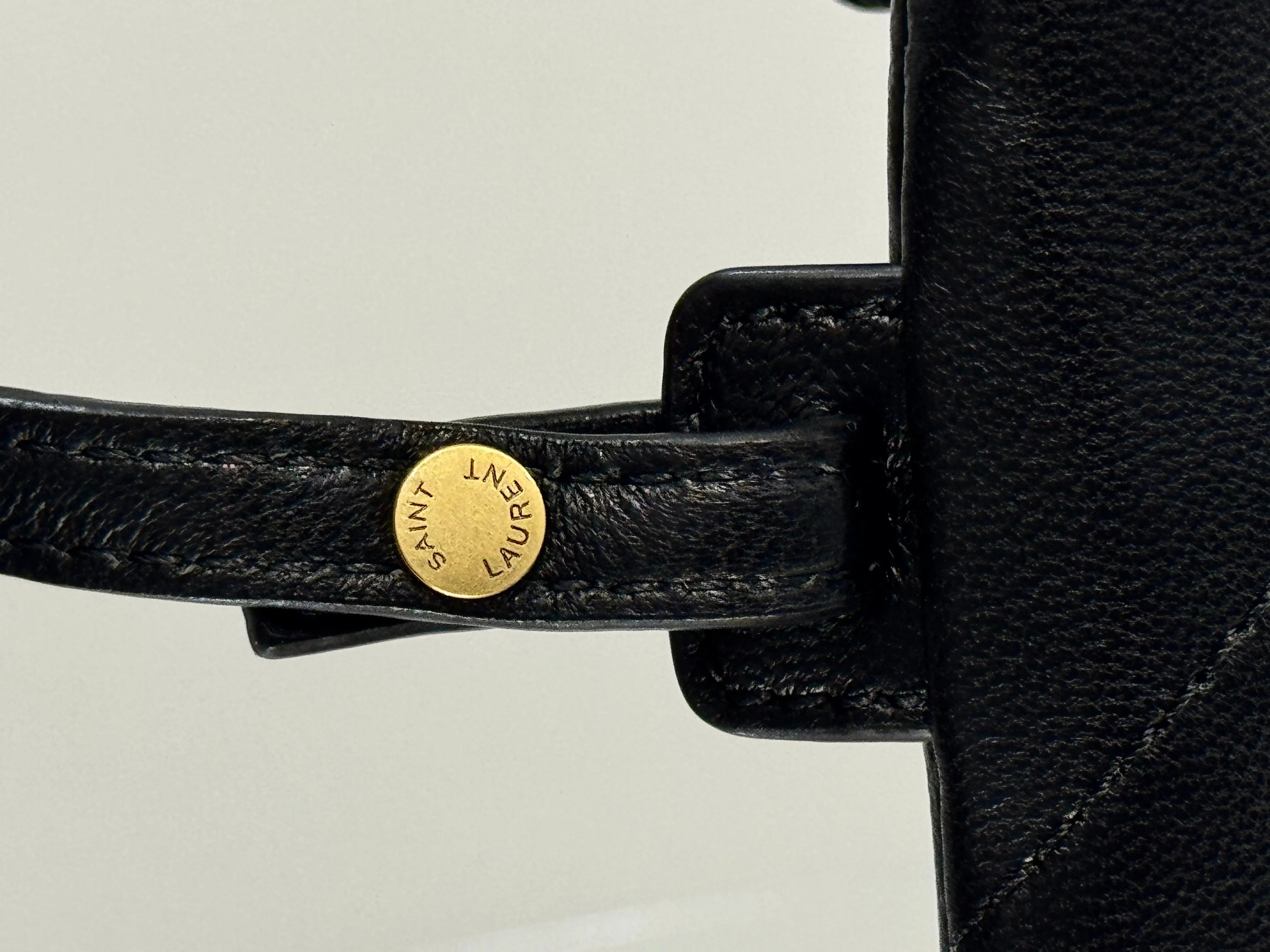 YSL Small Tote Bag 29 Black Caflskin