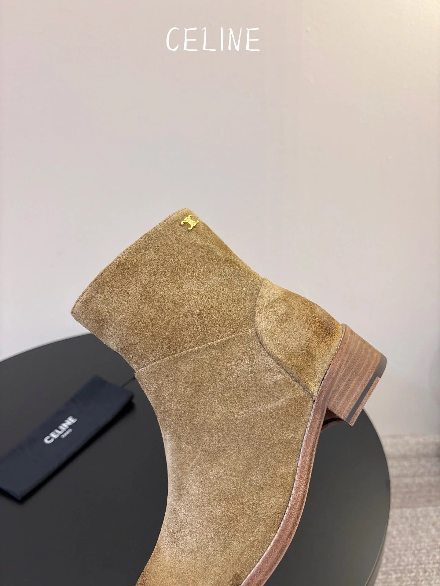Celine 2026 Triomphe Zipped Boots Calfskin Suede 104871