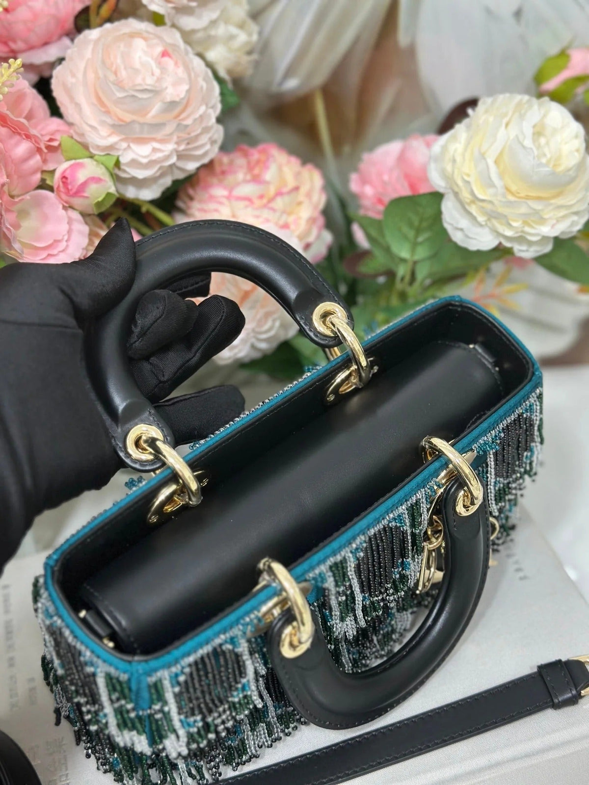 Dior 2026 Lady Dior Embroidered Bag 22cm Leather