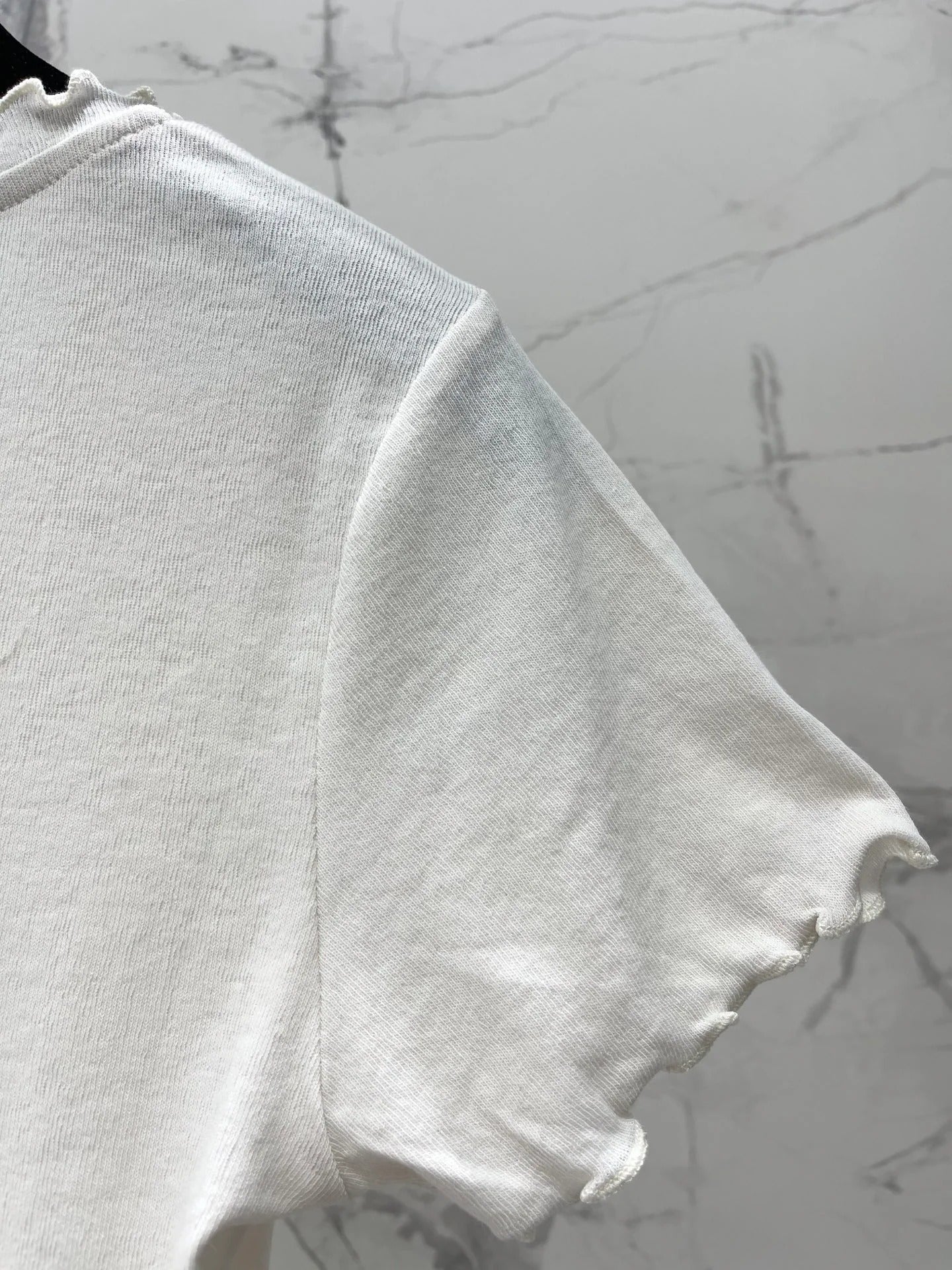 Chanel 2026 Scalloped Neckline T-shirt White Purple Gray Cotton