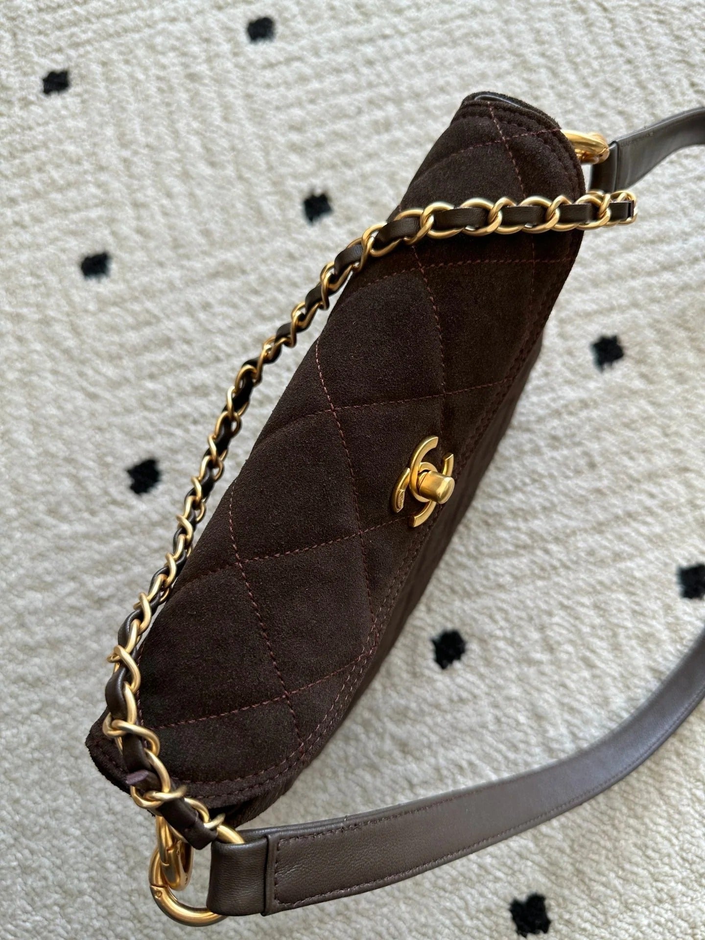 Chane 2026 Shoulder Bag 25cm Brown Suede