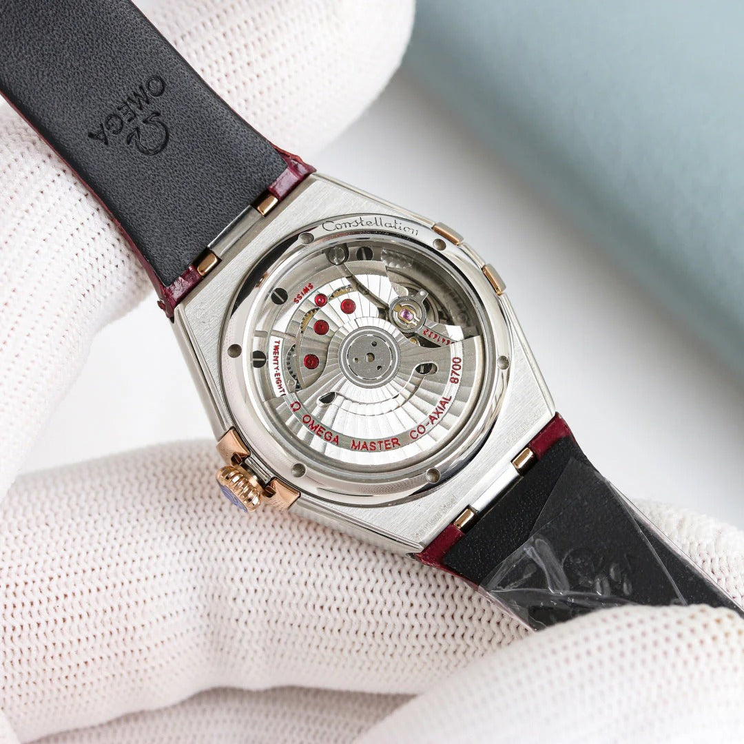 Omega Constellation 29mm Diamond Bezel Diamond Numerals Crocodile Leather