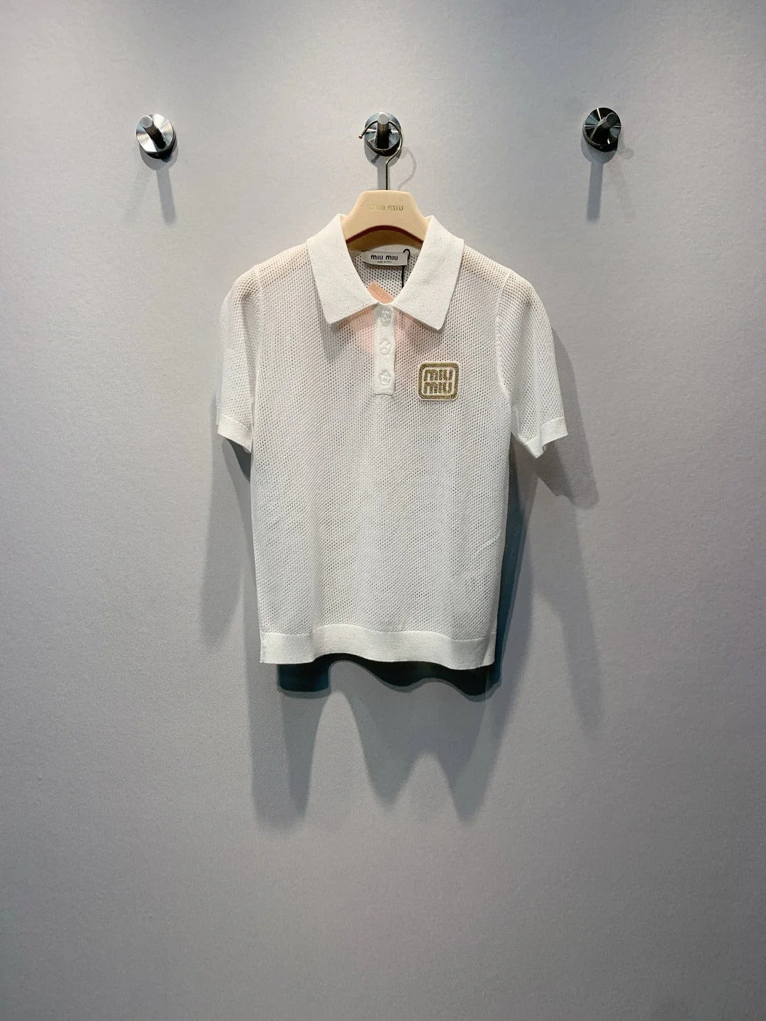 MiuMiu 2026 Mesh Polo Shirt Tencel 648090