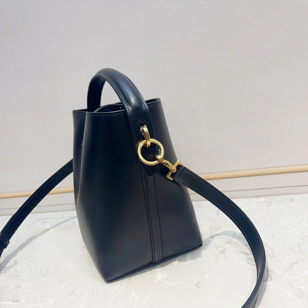 YSL 2026 Mini Bucket Bag 20cm Black Calfskin