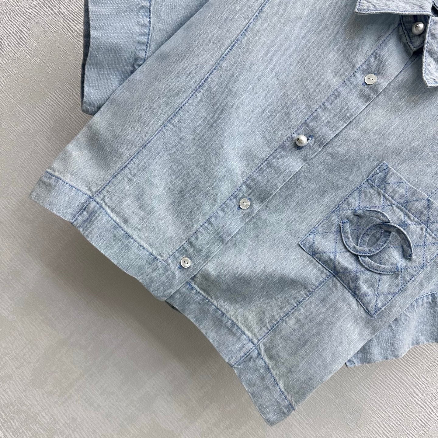 Chanel 2026 Demin Shirt Light Blue Cotton 636015