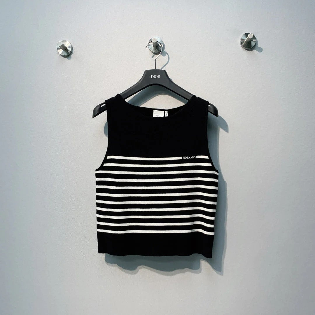 CD 26 Dior Striped Knit Vest Black in Knit 371444