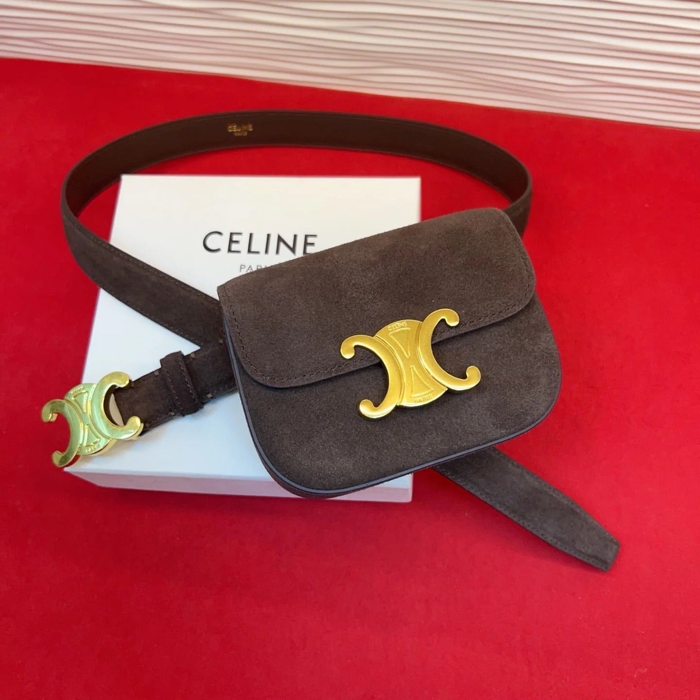 Celine 2026 Triomphe Belt Bag 25mm Suede