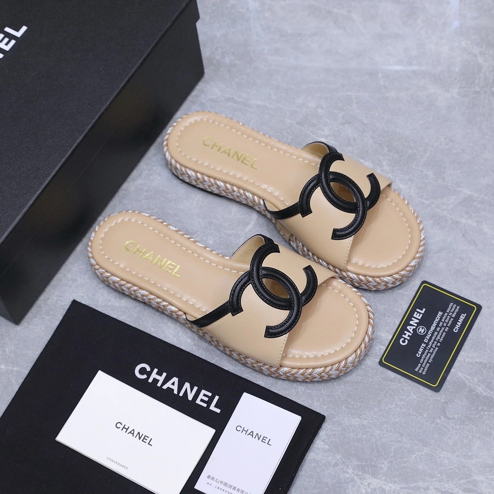 Chanel 2026 Slippers Beige Sheepskin 758401