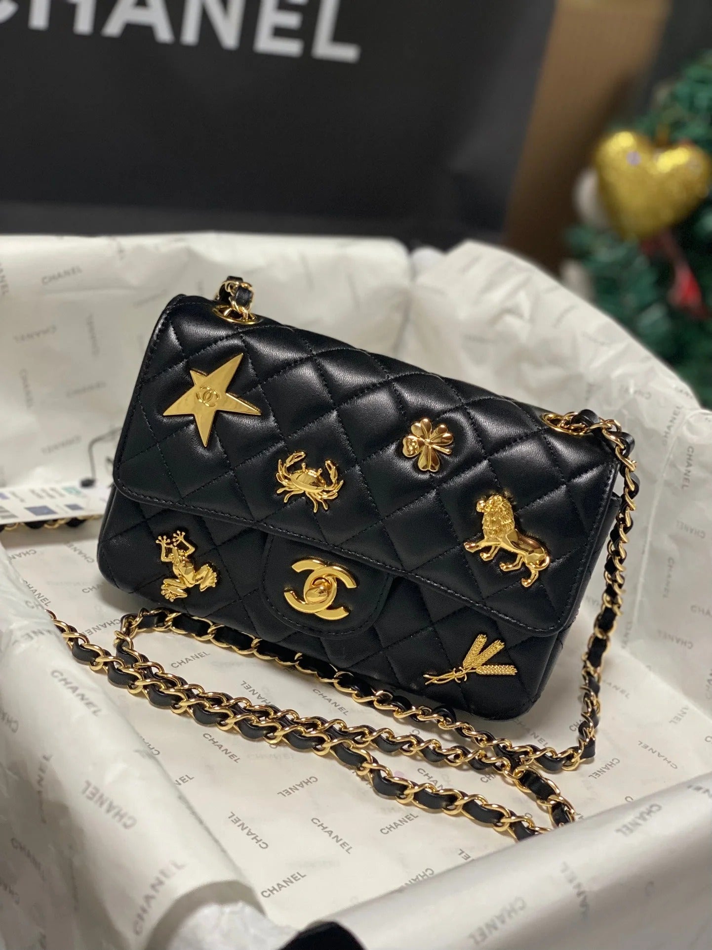 Chanel 2026 Animal Gold Charm Flap Bag Lambskin