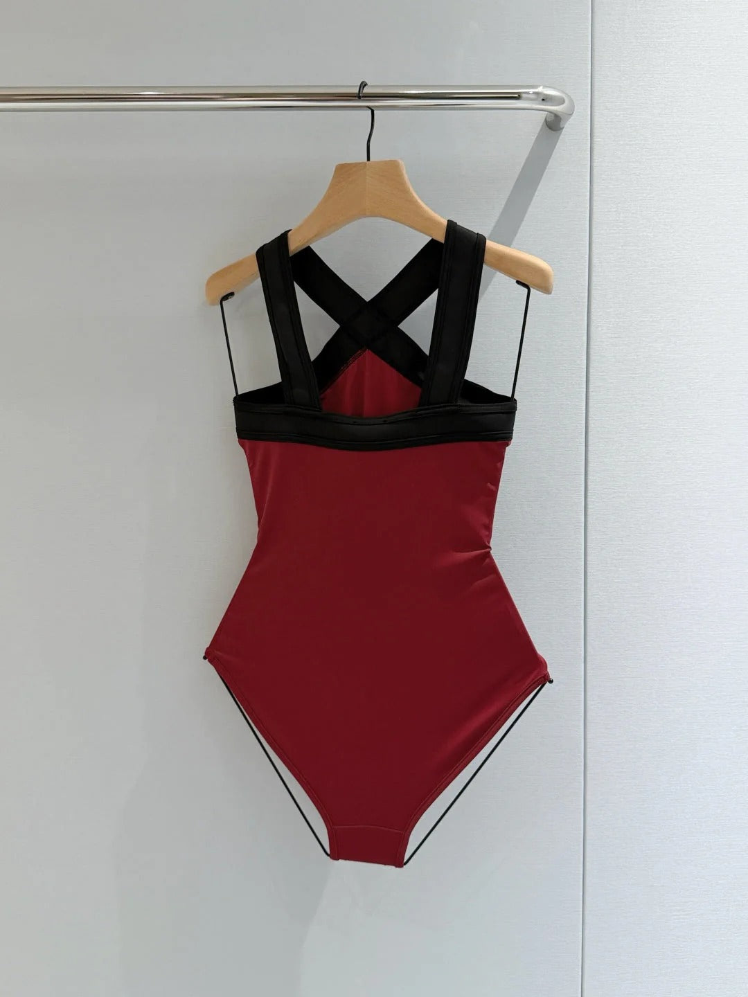 Chanel 2026 One-piece Swimsuit Dark Red mix Black Cotton 670050