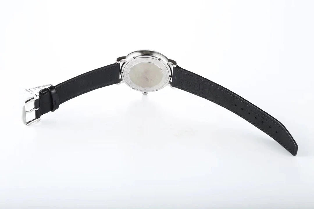 IWC Portofino 40mm Blue Dial Steel Case Black Leather