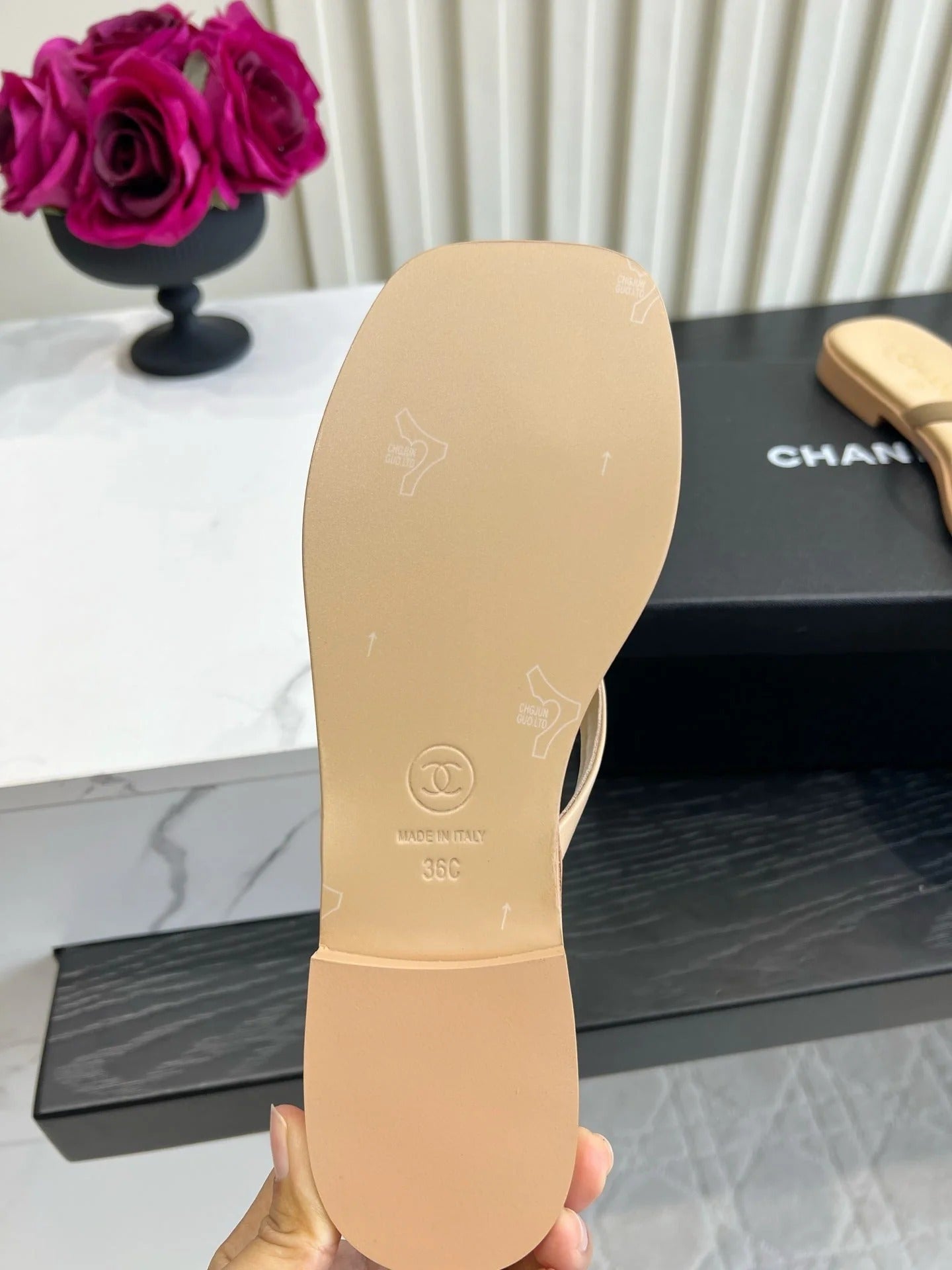 Chanel 2026 Flip-Flops Sandals Beige Sheepskin 977142