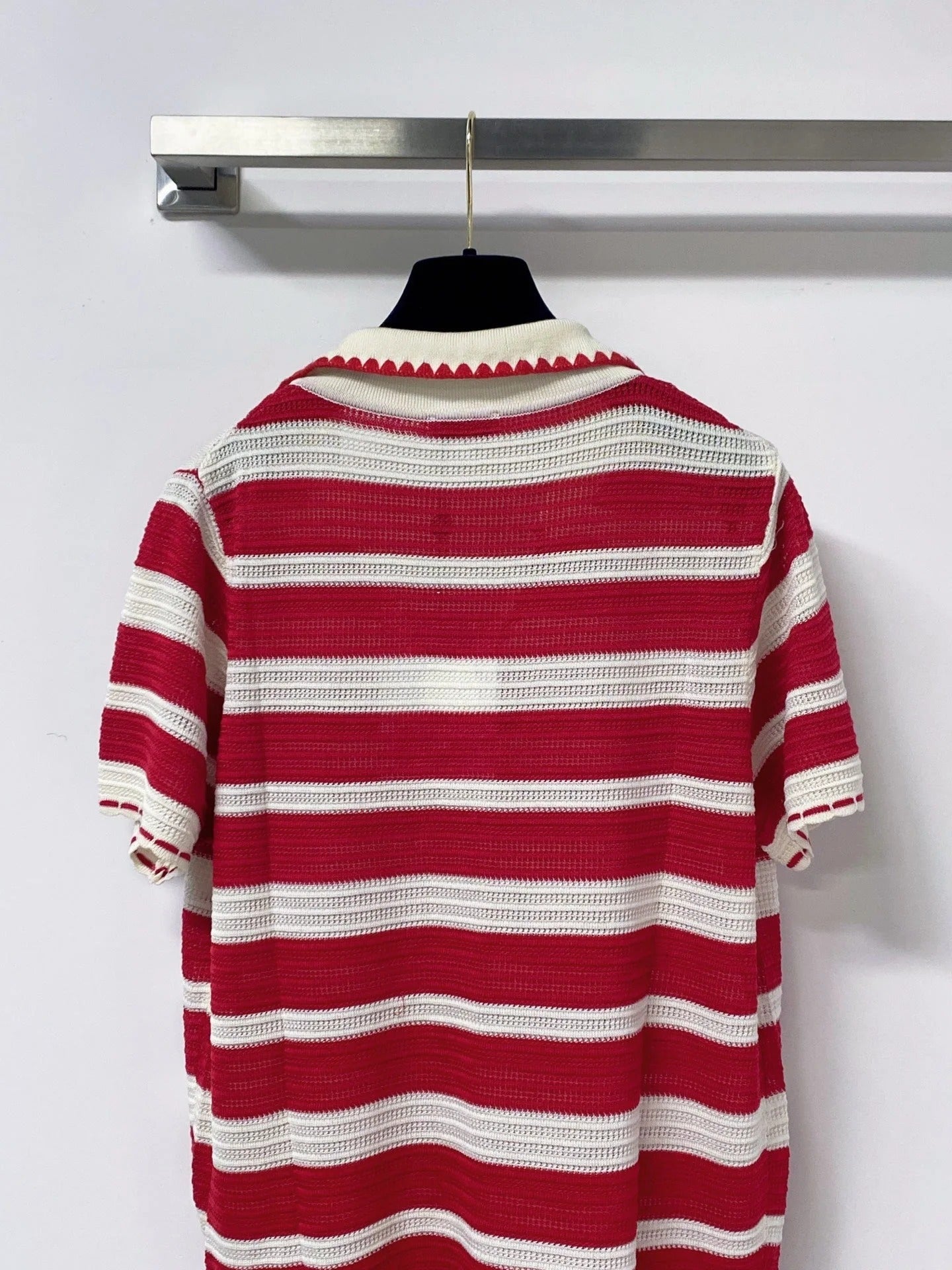 Chanel 2026 Short-Sleeve Shirt Red Cream Cotton 705313