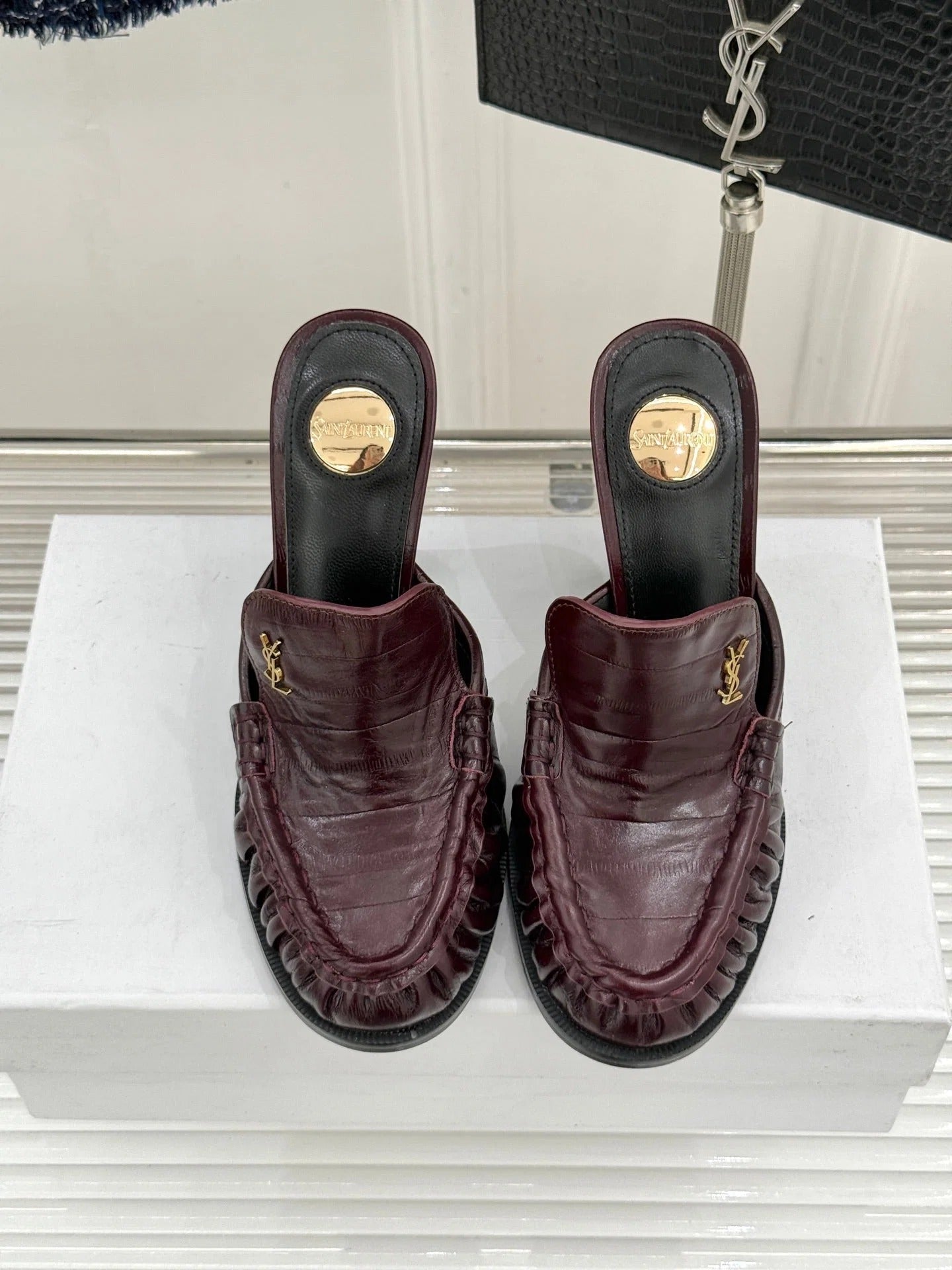 YSL 2026 Le Loafer Cassandre Mule 105mm Suede Leather 642949