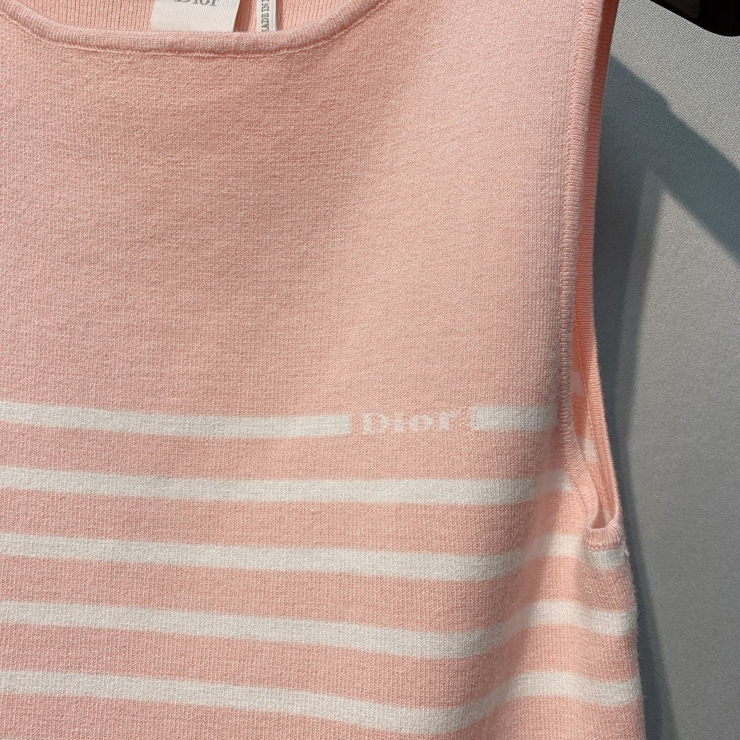 CD 26 Dior Striped Knit Vest Pink in Knit 371442