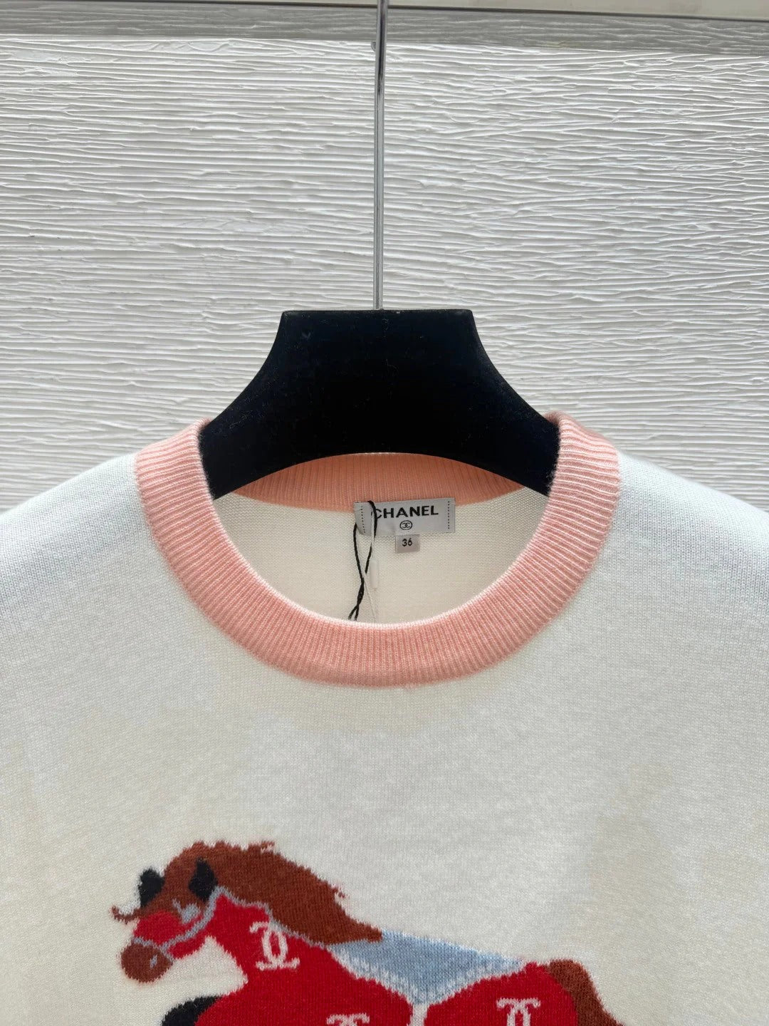 Chanel 2026 Horse Pattern Knit Short-Sleeve Shirt Cotton 685978