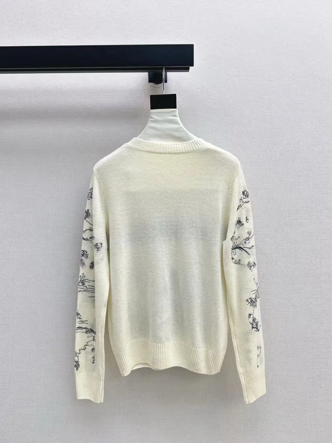 Dior 2026 Toile de Jouy Logo Knit Sweater Cream Blue Wool