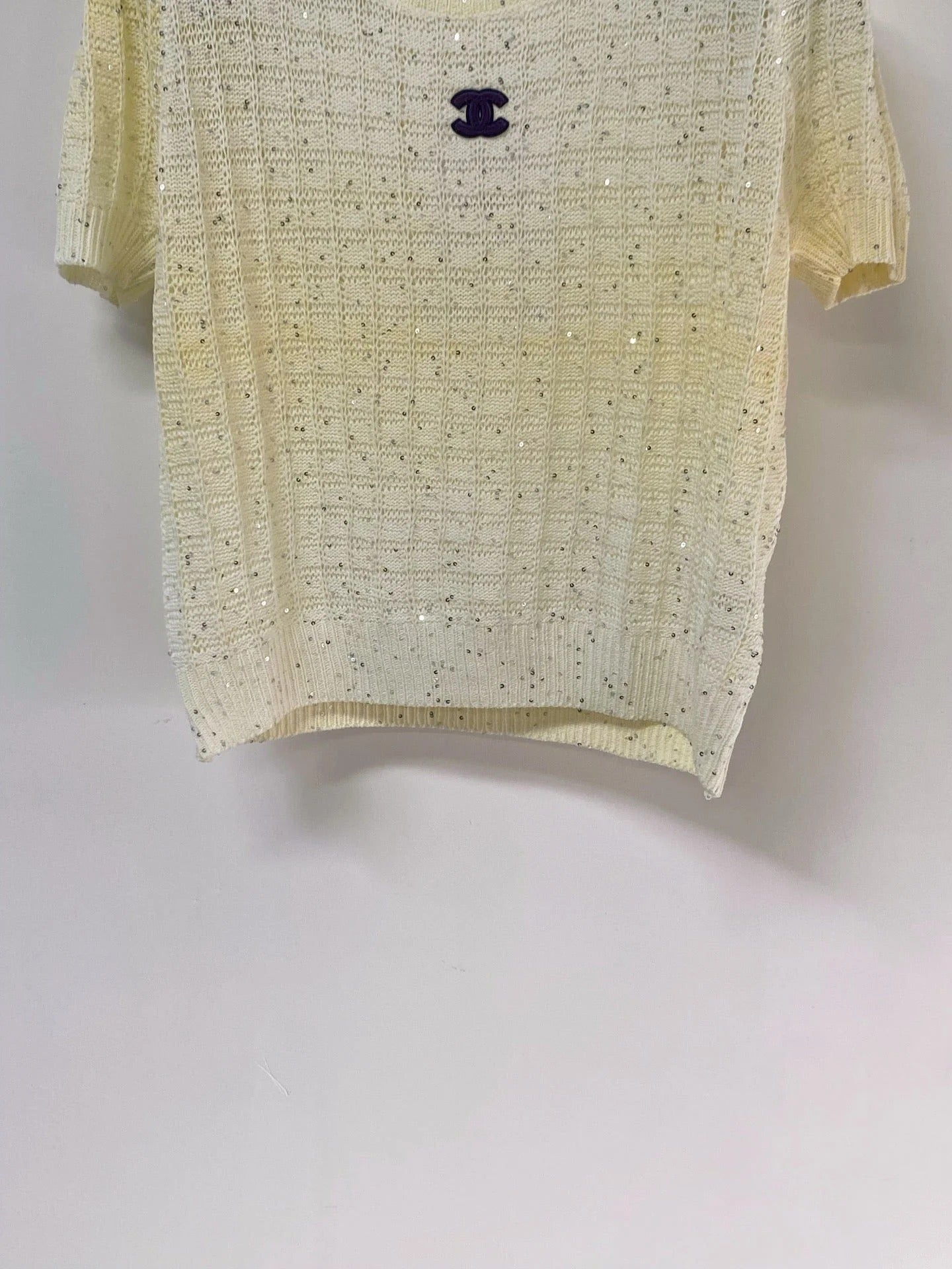 Chanel Short-Sleeve T-Shirt Light Yellow in Wool 283191