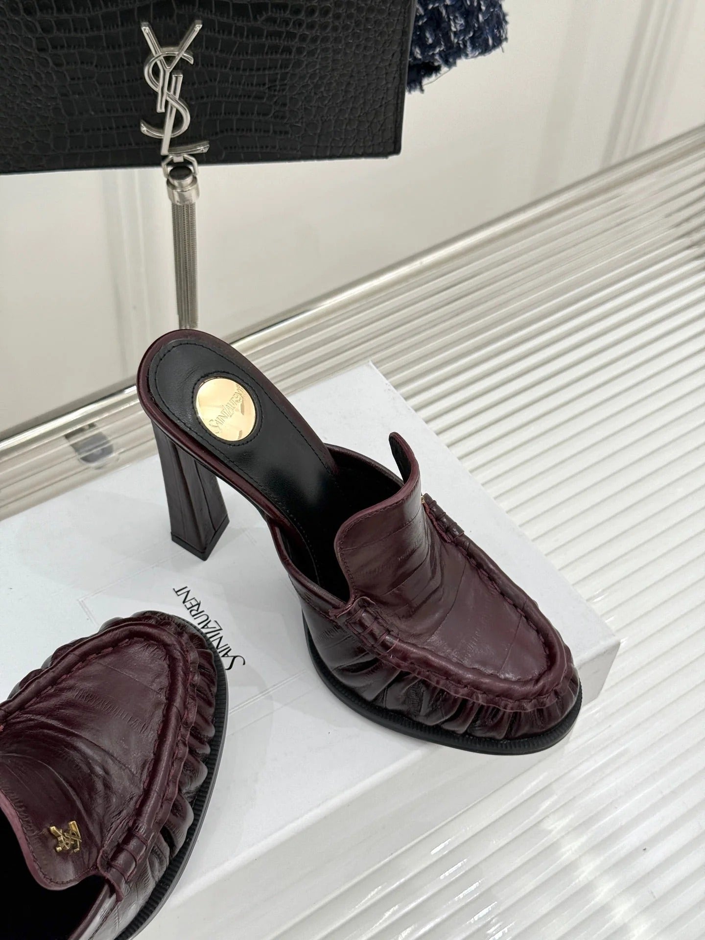 YSL 2026 Le Loafer Cassandre Mule 105mm Suede Leather 642949