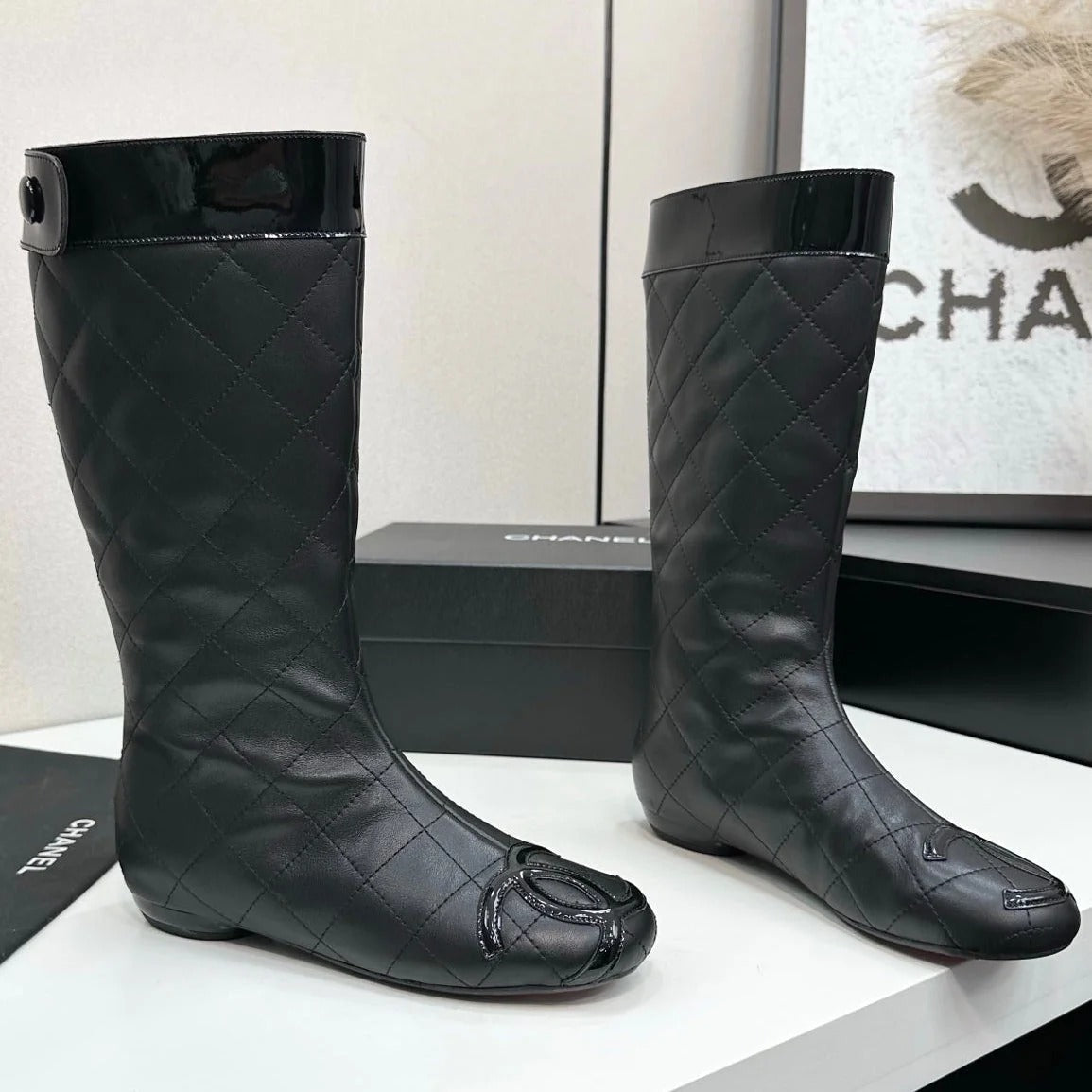 Chanel 2026 Cambon Line Quilted Boots Suede Leather 985743