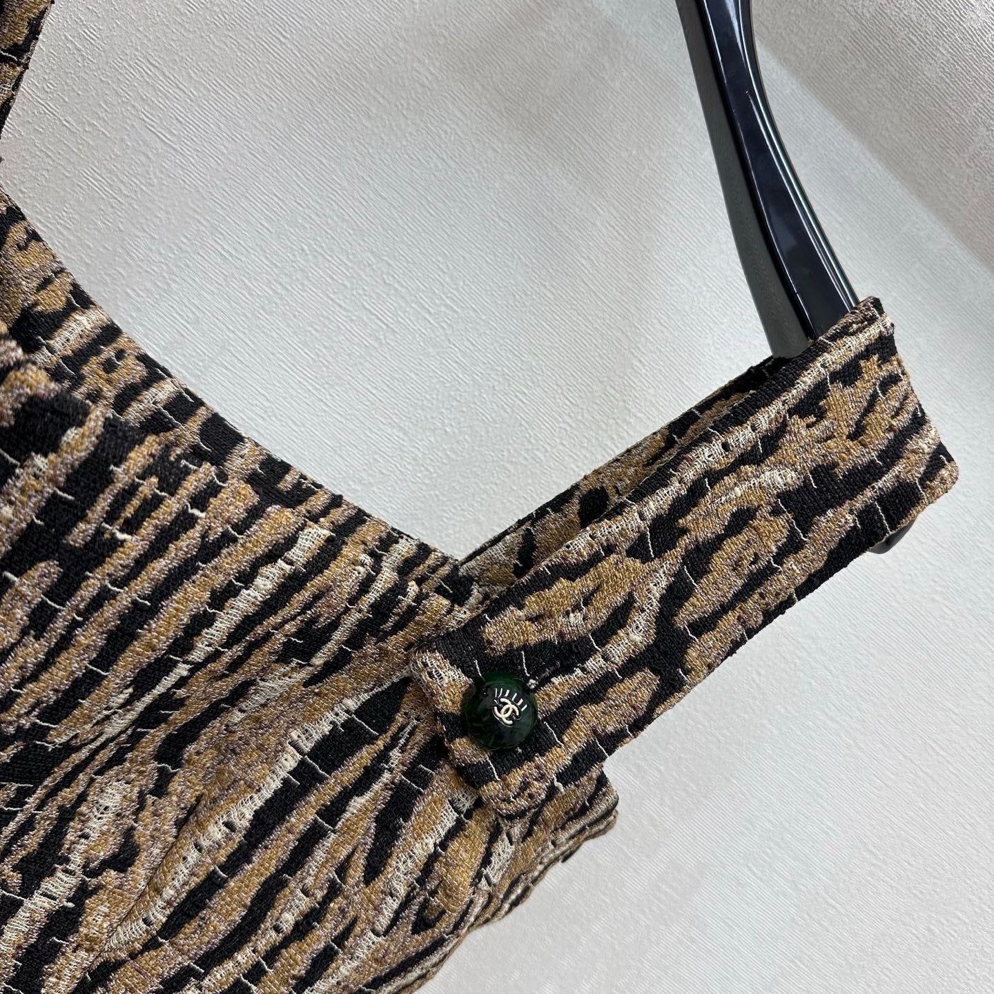Chanel 2026 Tiger-print Suspender Dress Black Beige Cotton 418540