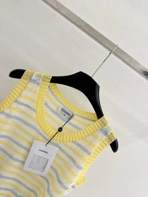 Chanel 2026 Striped Knit Vest Tencel Nylon 316878